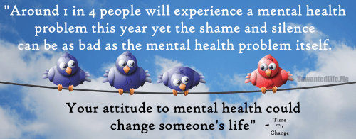 An image to represent a quote by Time To Change about how 1 in 4 people will experience mental illness