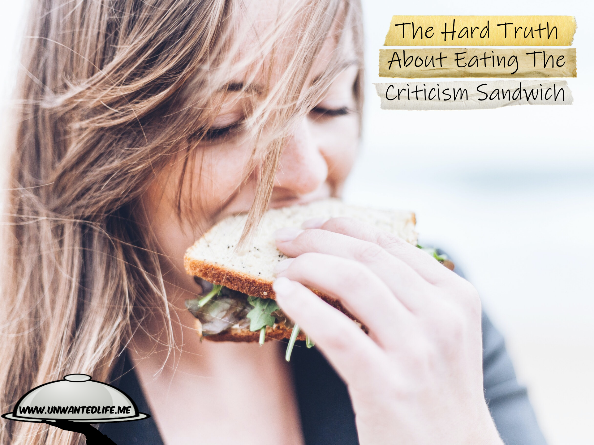 A photo of a white woman eating a sandwich to represent - The Hard Truth About Eating The Criticism Sandwich