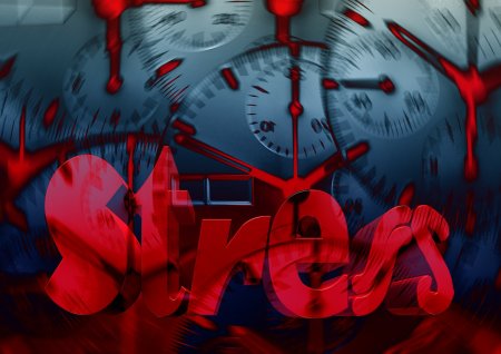 A blurred image of clocks and the word "stress" to represent the topic of the article - Losing Track Of All My Rescheduled Referrals