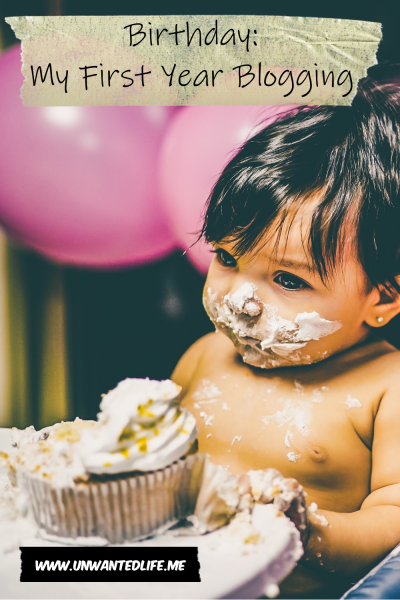 A photo of an Asian baby eating cake at their first birthday to represent - Birthday: My First Year Blogging