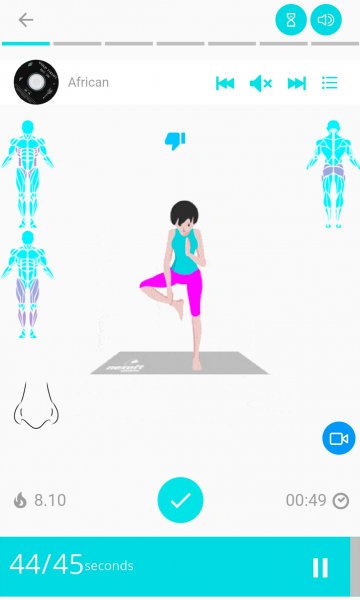 Screenshot of of the app exercise as you're doing a session