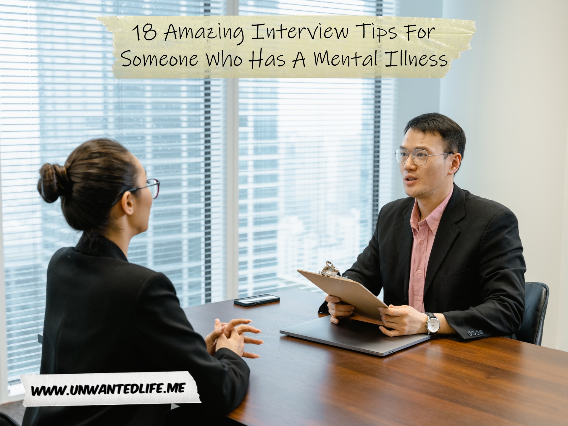 A photo of an Asian man interviewing an Asian woman to represent the topic of the article - 18 Amazing Interview Tips For Someone Who Has A Mental Illness