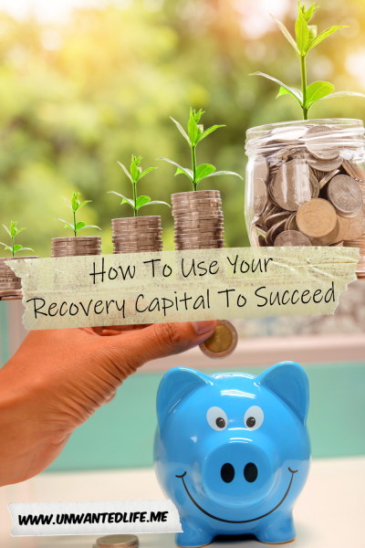 The picture is split in two, with the top image being of plants growing out of piles of money. The bottom image being of someone putting money into a piggy bank. The two images are separated by the article title - How To Use Your Recovery Capital To Succeed
