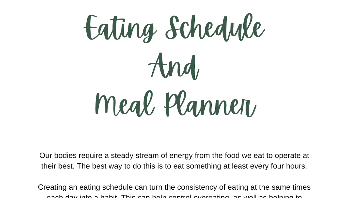A partical image of the front cover to my 'Food Schedule And Meal Planner' workbook