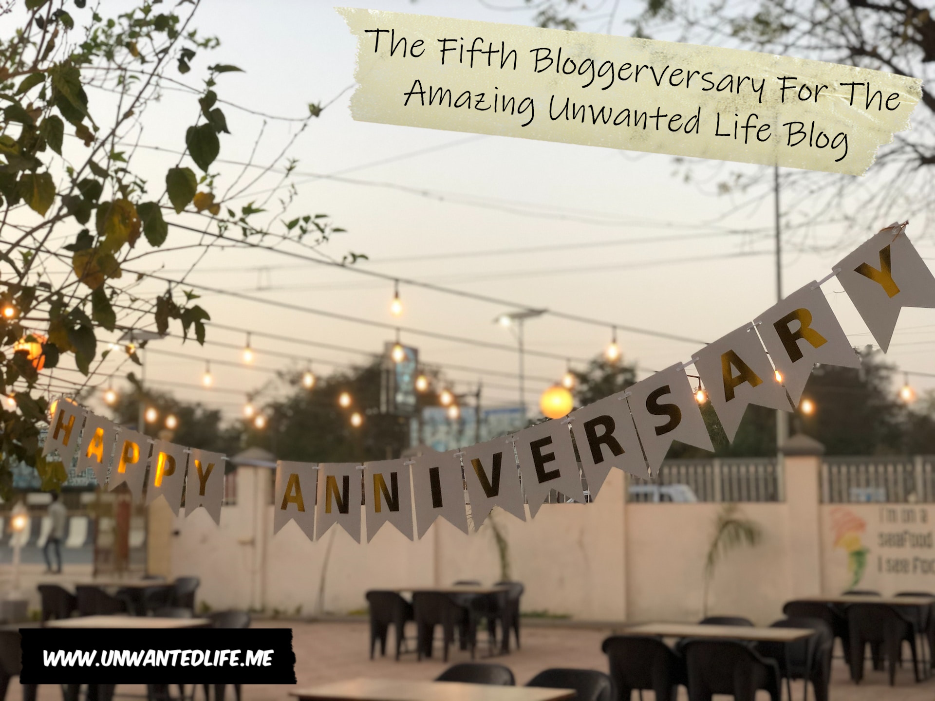 A photo of someone's garden patio set-up to celebrate someone's anniversary, to represent the topic of the article - The Fifth Bloggerversary For The Amazing Unwanted Life Blog