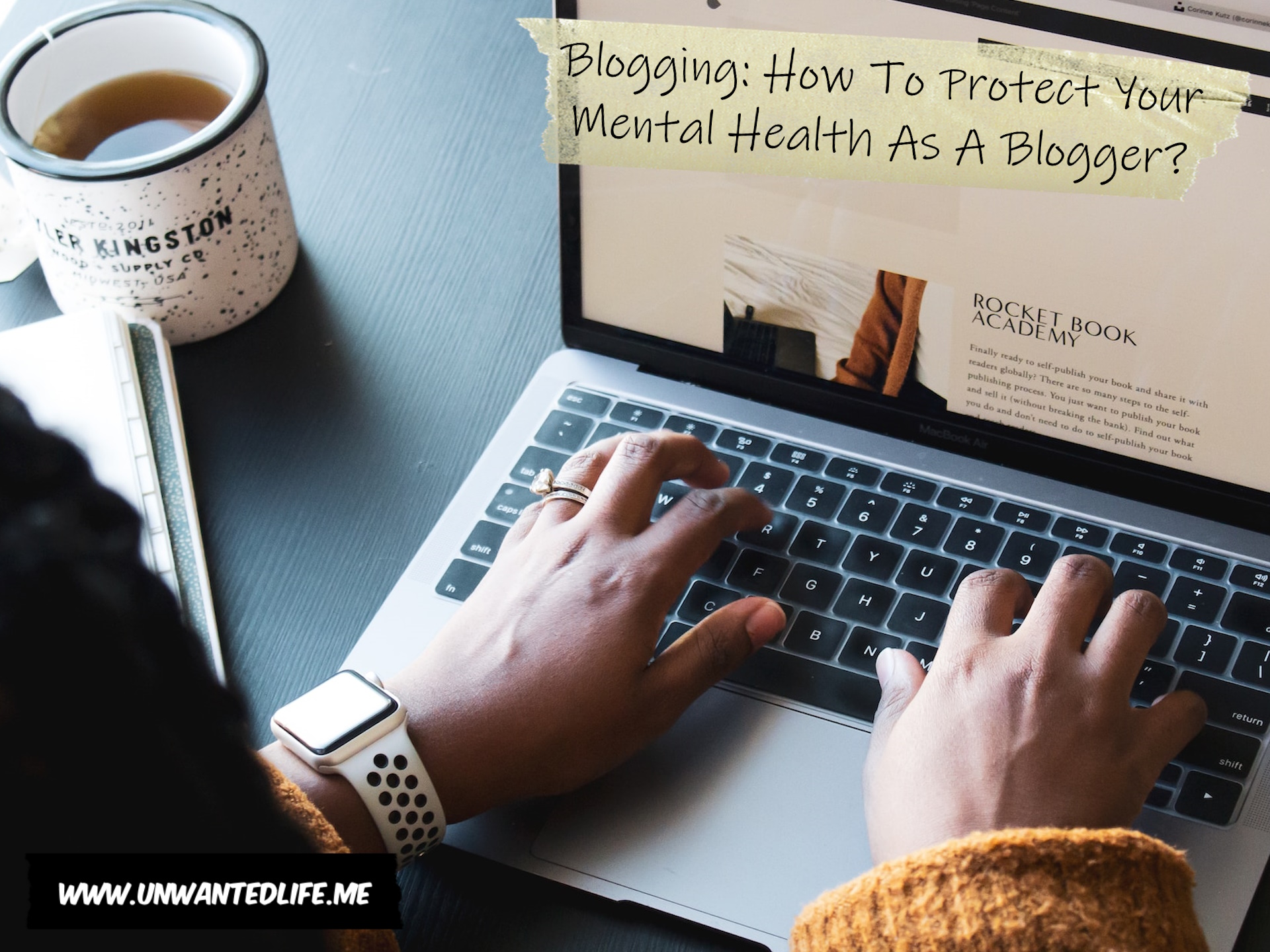A photo of a Black woman working on their blog on their laptop to represent the article title - Blogging: How To Protect Your Mental Health As A Blogger?