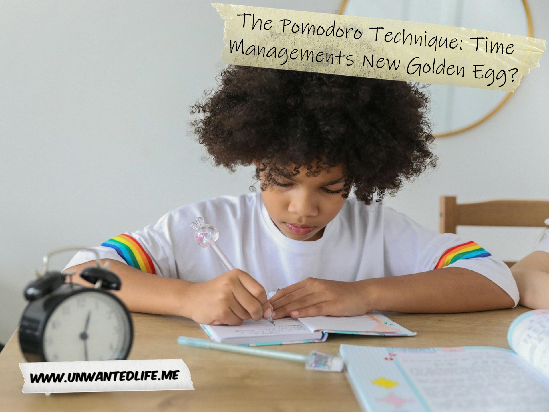 A photo of a Black child working with a clock in the foreground to represent the topic of the article - The Pomodoro Technique: Time Managements New Golden Egg?