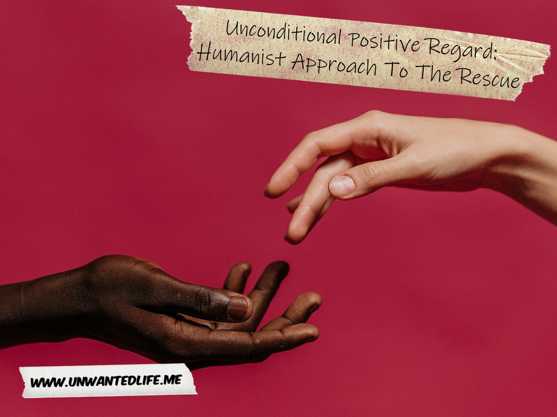 Two people of different ethnicity reaching out their hands to tough their fingers like in The Creation of Adam to represent the topic of the article - Unconditional Positive Regard: Humanist Approach To The Rescue